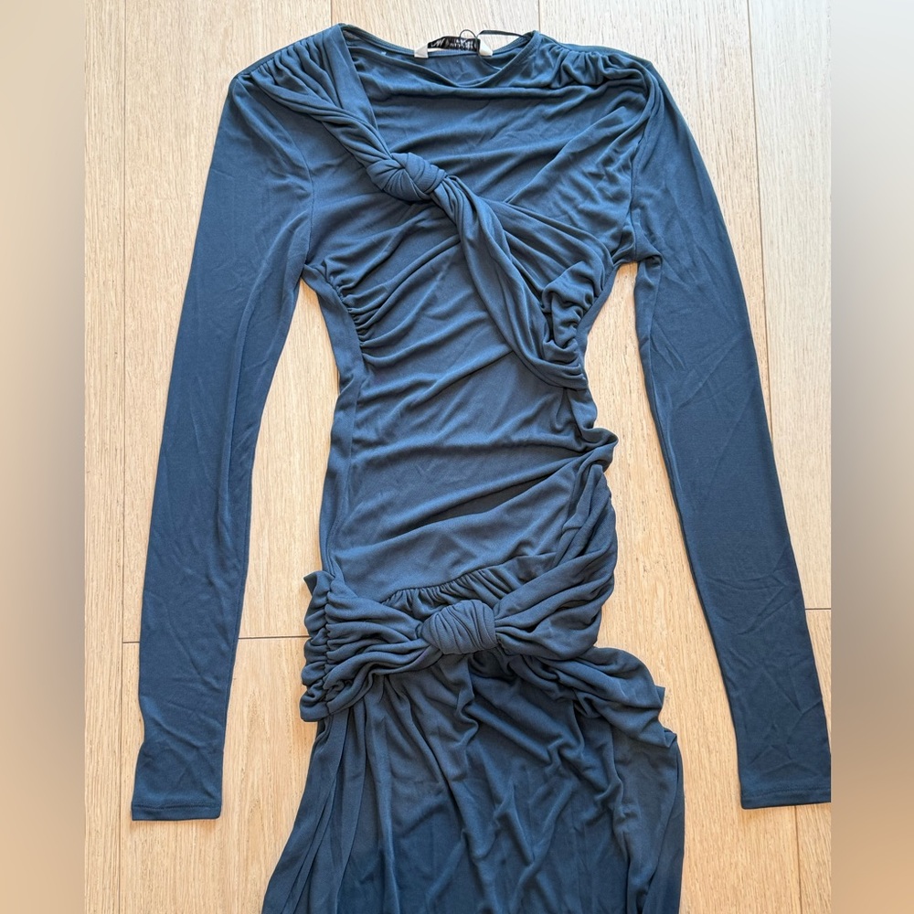 ZARA Draped Knot Midi Dress – Sculpting Bodycon – Size S (Stretch S/M) - Picture 12 of 15